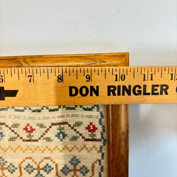 Vintage Framed Cross-stitch Needlepoint Alphabet Sampler Wall Hanging. - Picture 8 of 8